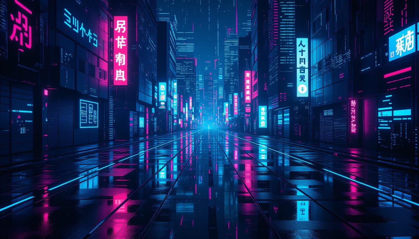 Cyberpunk Texture with Neon Lights and Glitch Effects