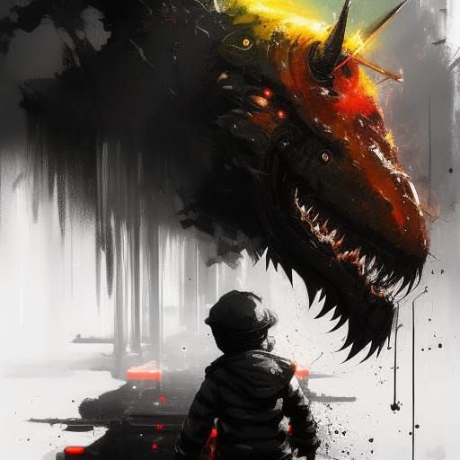 Cute Black Monster in Textured Speedpaint Style