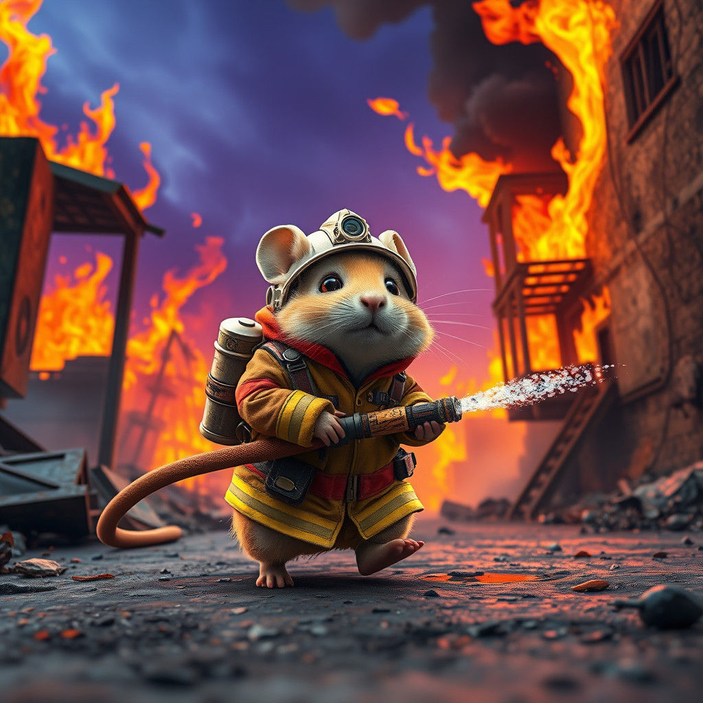 Hamster Firefighter Concept Art in 8k
