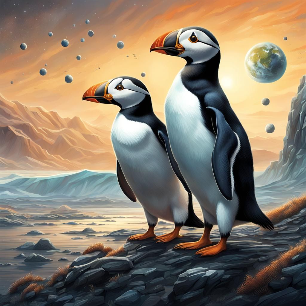 Exoplanet Lifeforms: Puffin-Penguin Hybrid Concept Art