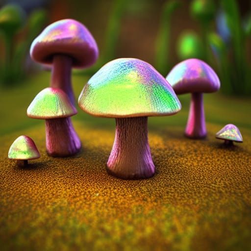 Mushroom Fairy Village: Hyperrealistic Pop Art