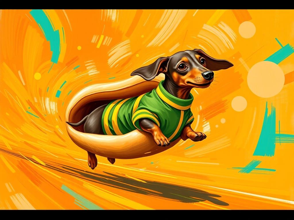 Vibrant Hot Dog Bun Adventure in Whimsical Art