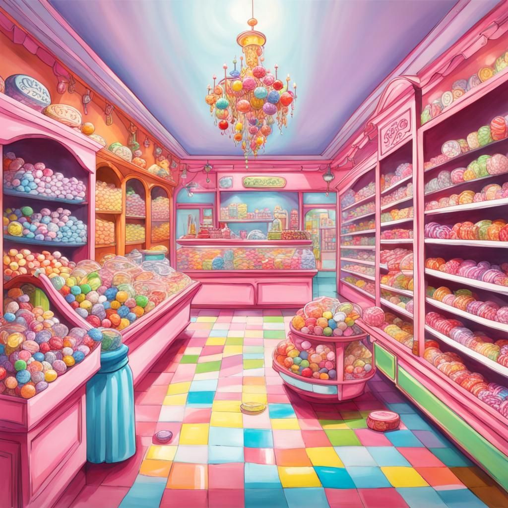 Colorful Candy Shop Display of Sweets