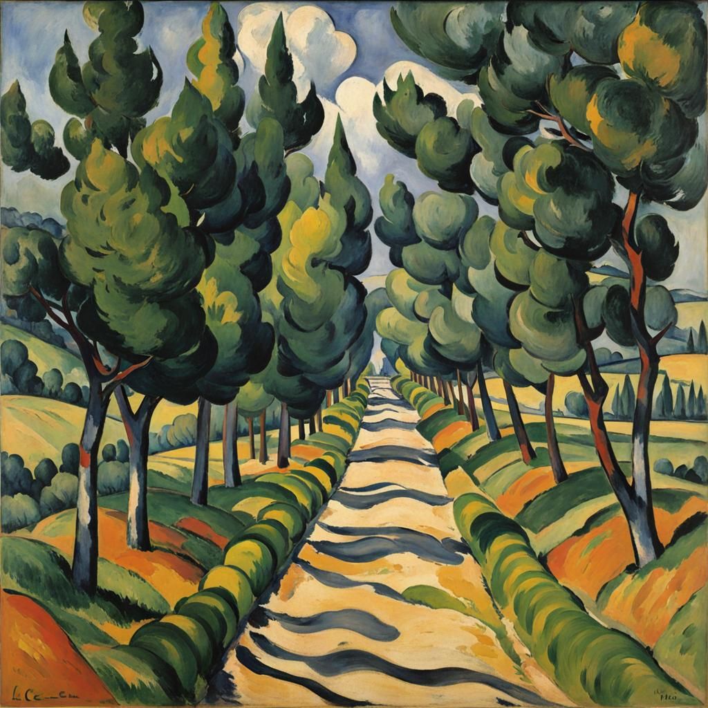 Railway Cutting Inspired by Post-Impressionism