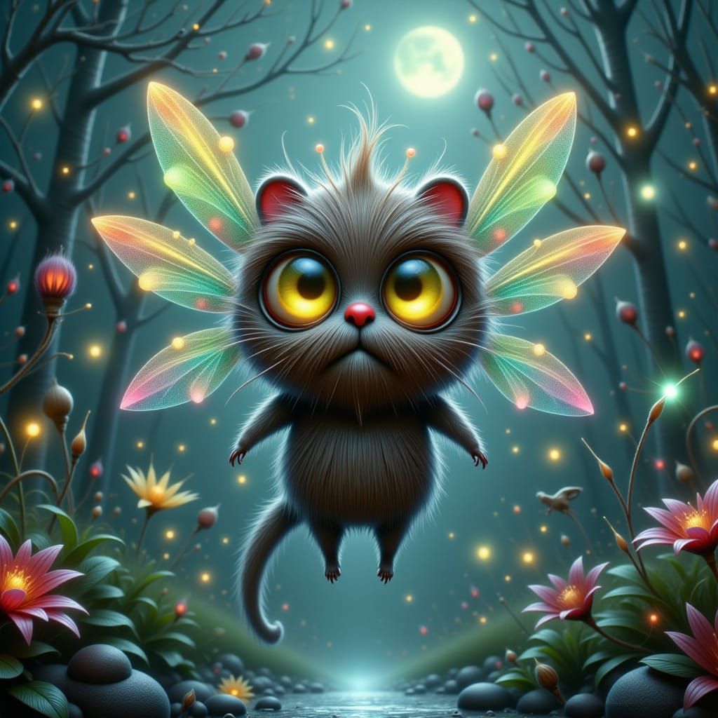 Enchanted Whimsy: A Fairy-Beaver Hybrid Soars Under Moonlit ...