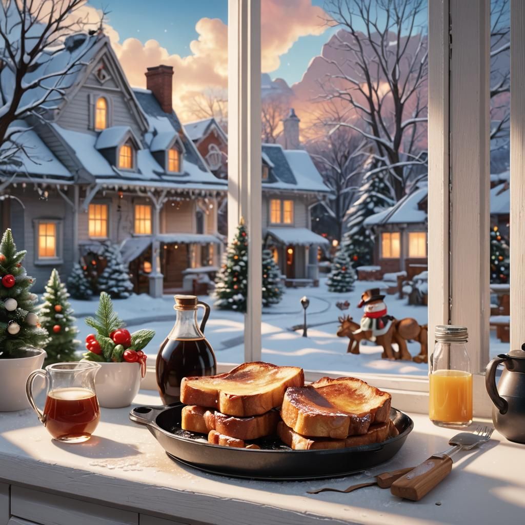 Christmas Farmhouse View with French Toast