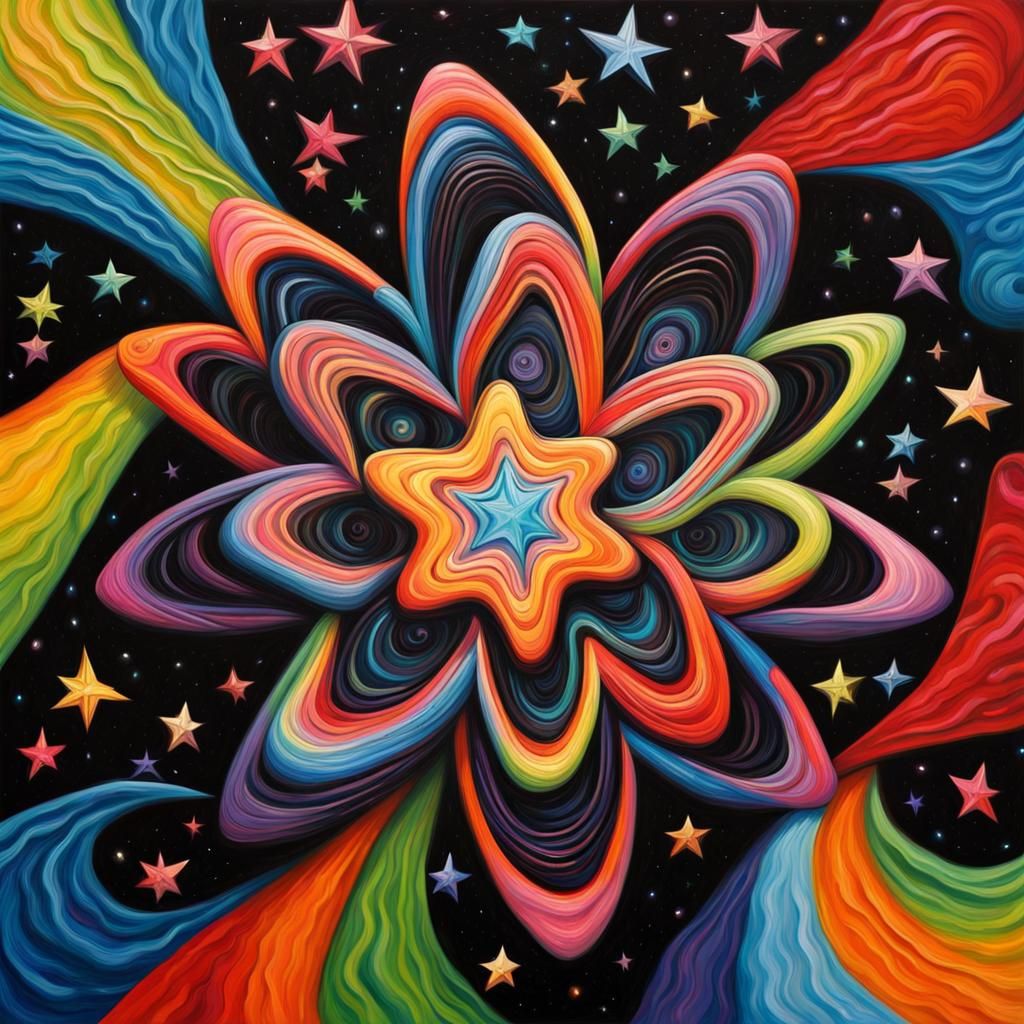 Newborn Star in Impasto Style with Electromagnetic Coils