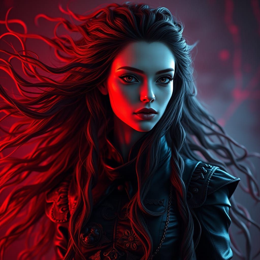 Ethereal Gothic Goddess in Victorian-Era Attire