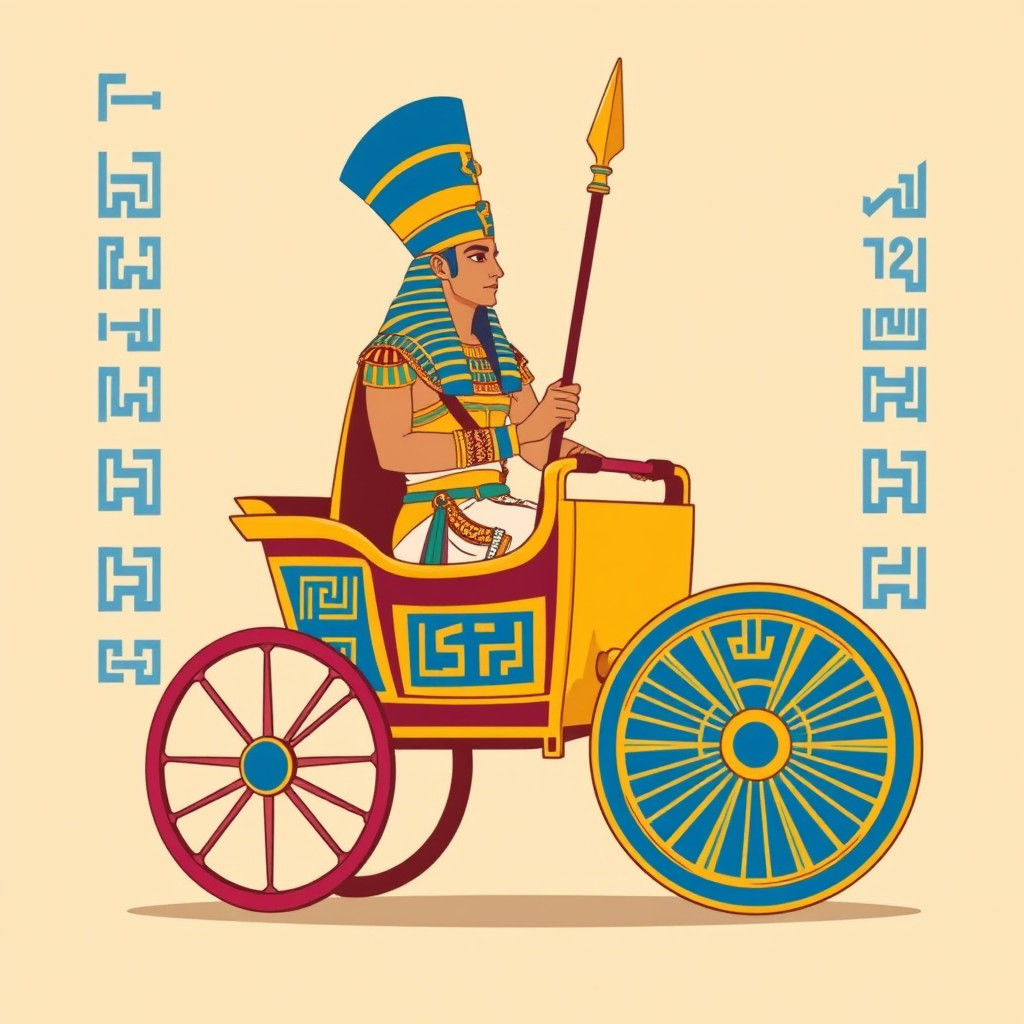 Regal Egyptian Charioteer in Ancient Art Style