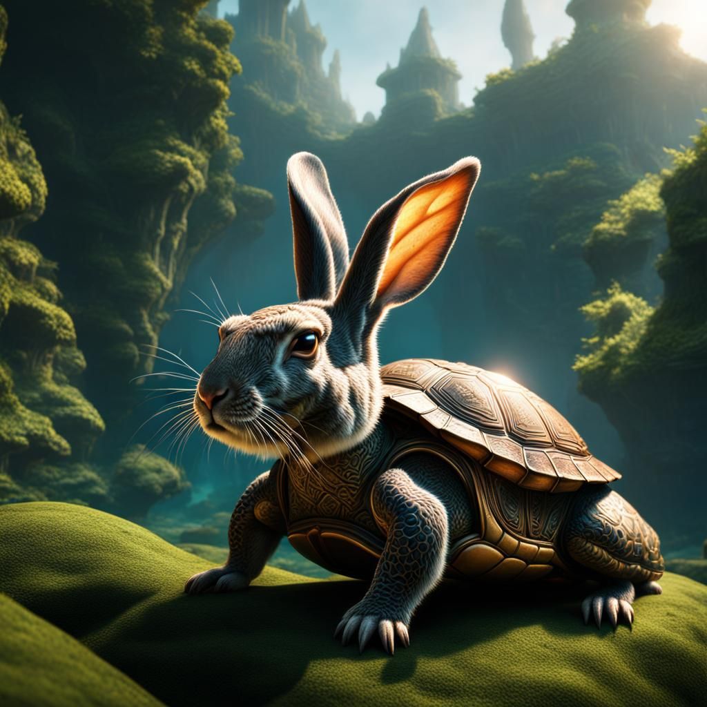 Fantasy Rabbit-Turtle Hybrid in Cinematic Style