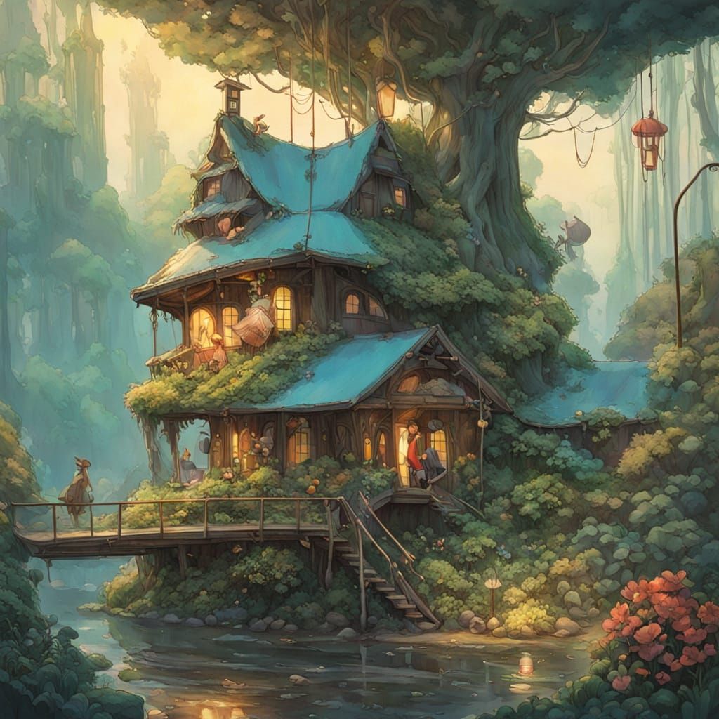 Whimsical Jungle Treehouse in Enchanted Forest