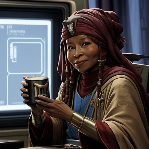 Whoopi Goldberg as Guinan from star trek the next generation (television series)