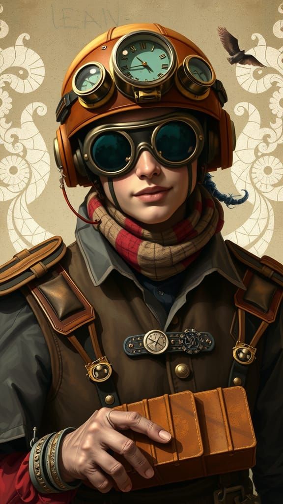 Steampunk Courier Delivering Art in Eclectic Style