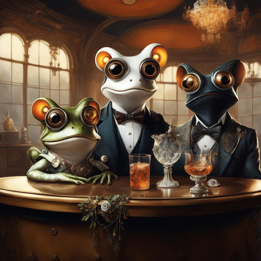 Steampunk Frog Portrait with Filigree Details