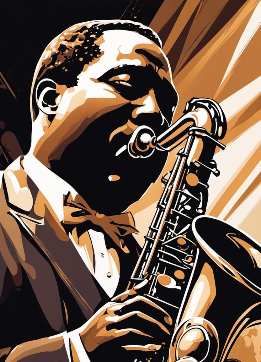 Charlie Parker: Saxophone Concert Portrait in Digital Art St...