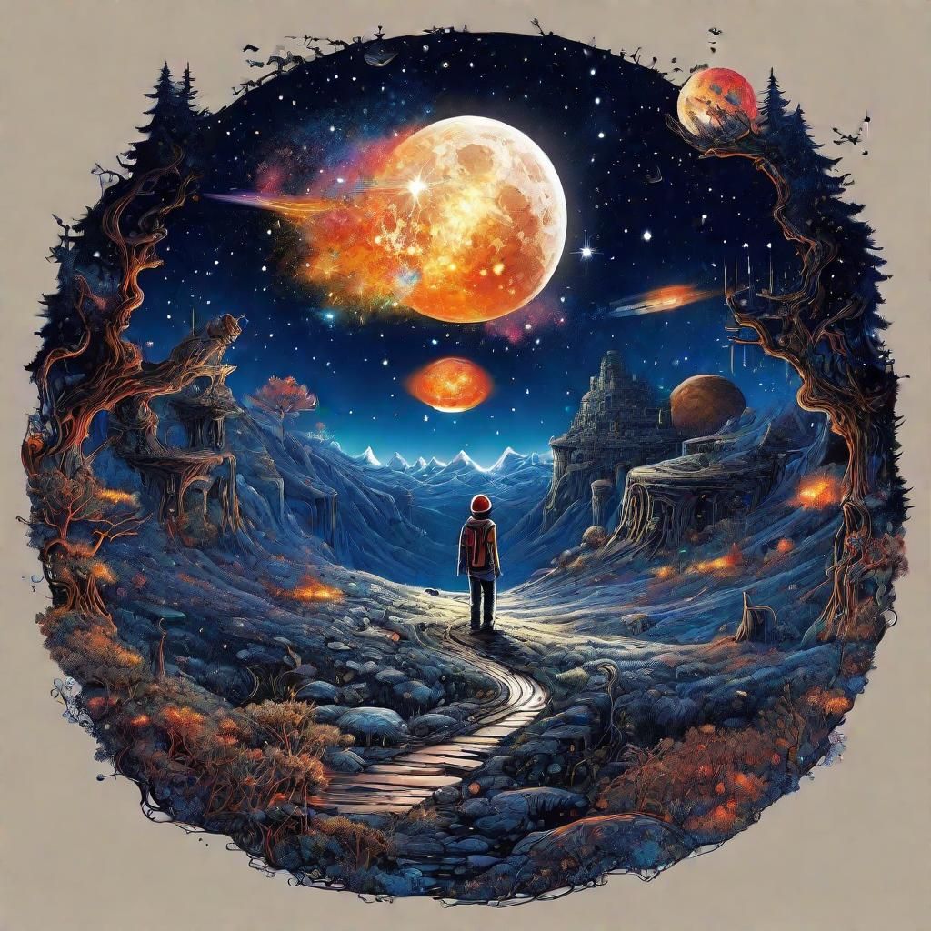 Surreal Galactic Catmoons in Dreamy Sky