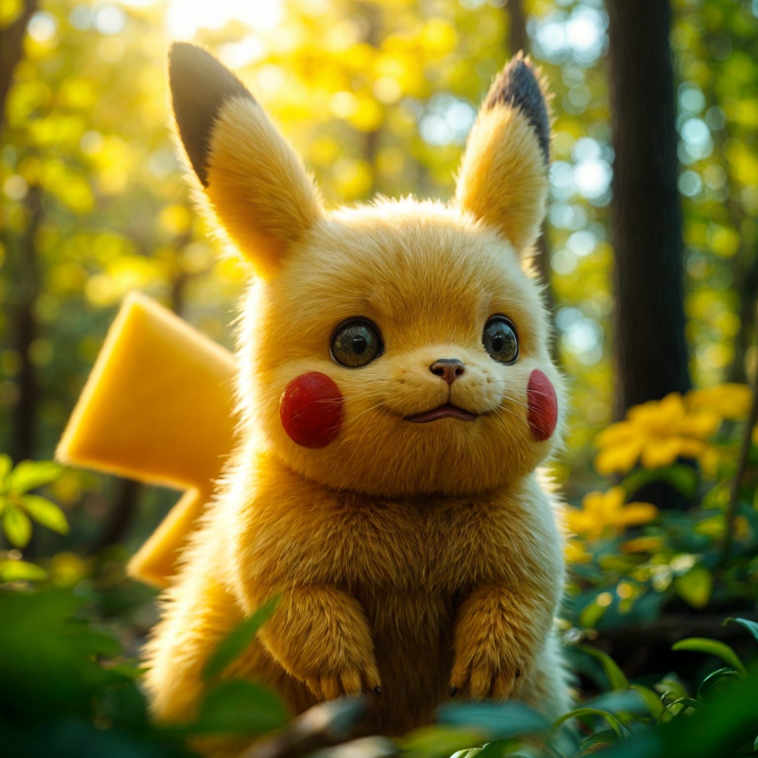 Delicate Pikachu in Whimsical Forest
