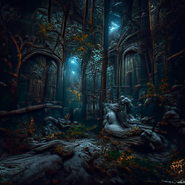 Ethereal Forest Landscape in Matte Painting Style