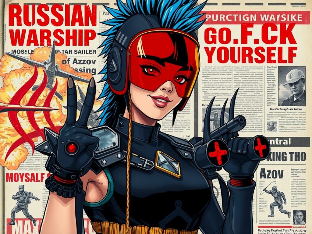 Rebellious Female Warrior in Cyberpunk Style