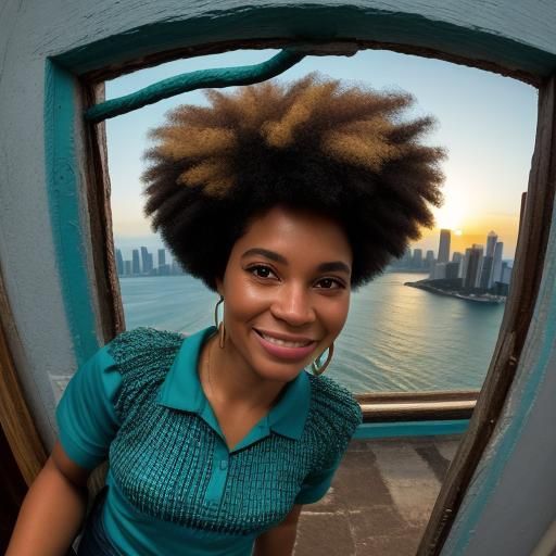 Afro-Brazilian Woman Merged with Rio de Janeiro Skyline