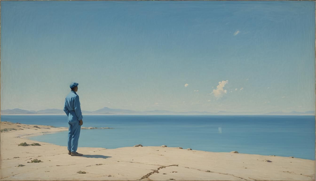 Solitary Figure in Azure Contemplation
