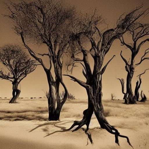 Surreal Desert Landscape with Melting Clocks in Surrealist S...