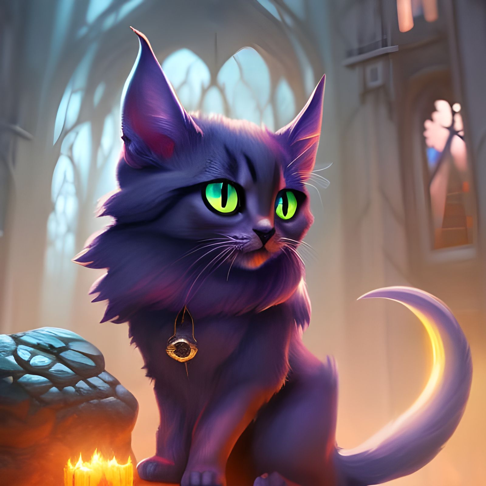 Cute Kitten Demon with Wizard Hat in 3D