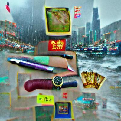 Chaotic Street Scene in Noir Style