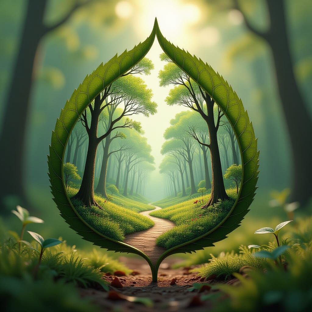 Giant Leaf Reveals Miniature Forest and Seasons