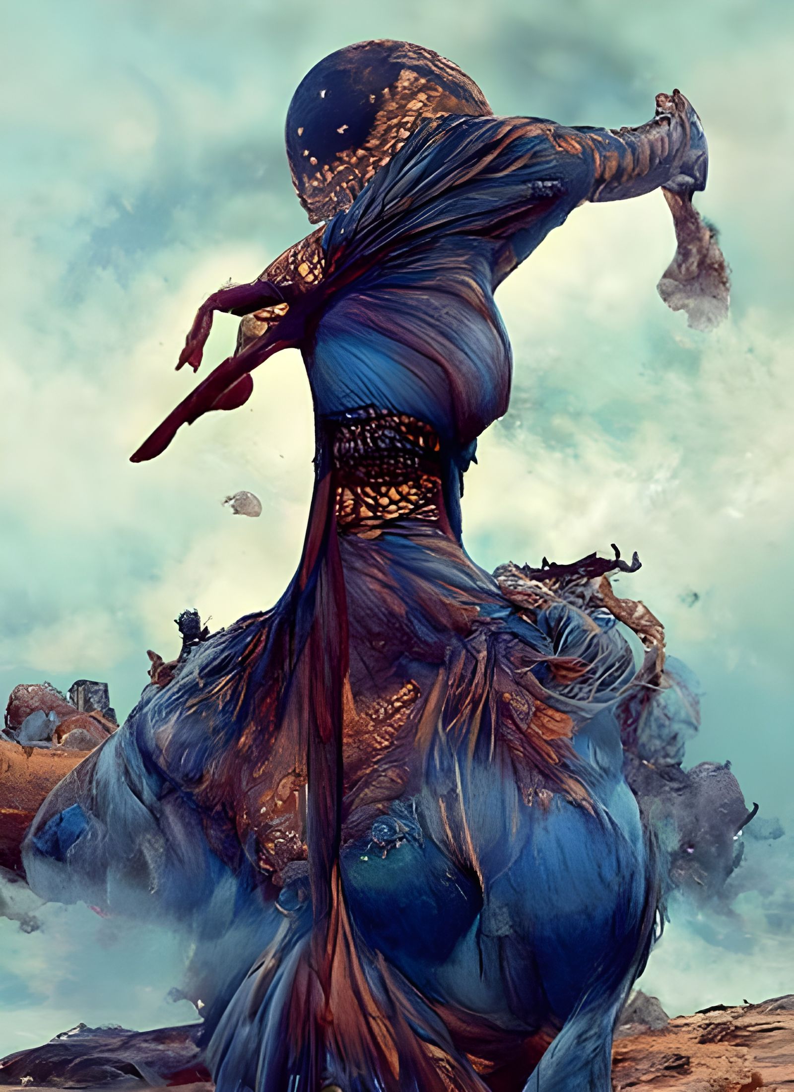 Beksinski Belly Dancer in Motion: Richly Detailed Comic Art