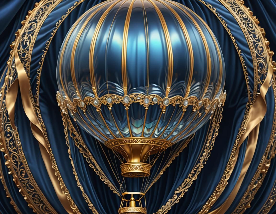 Crystal Hot Air Balloon in Art Deco Style
