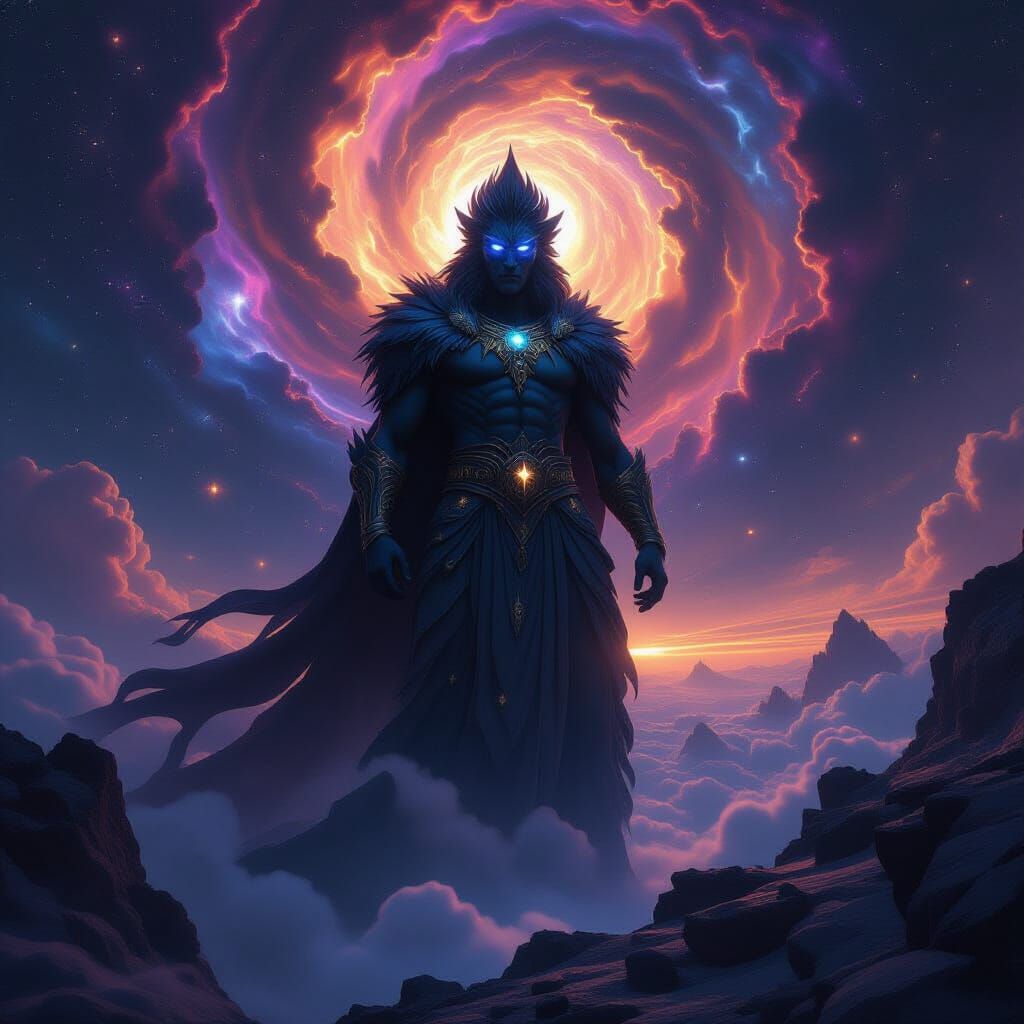 Ancient Cosmic Deity in Starlight Lion Skin