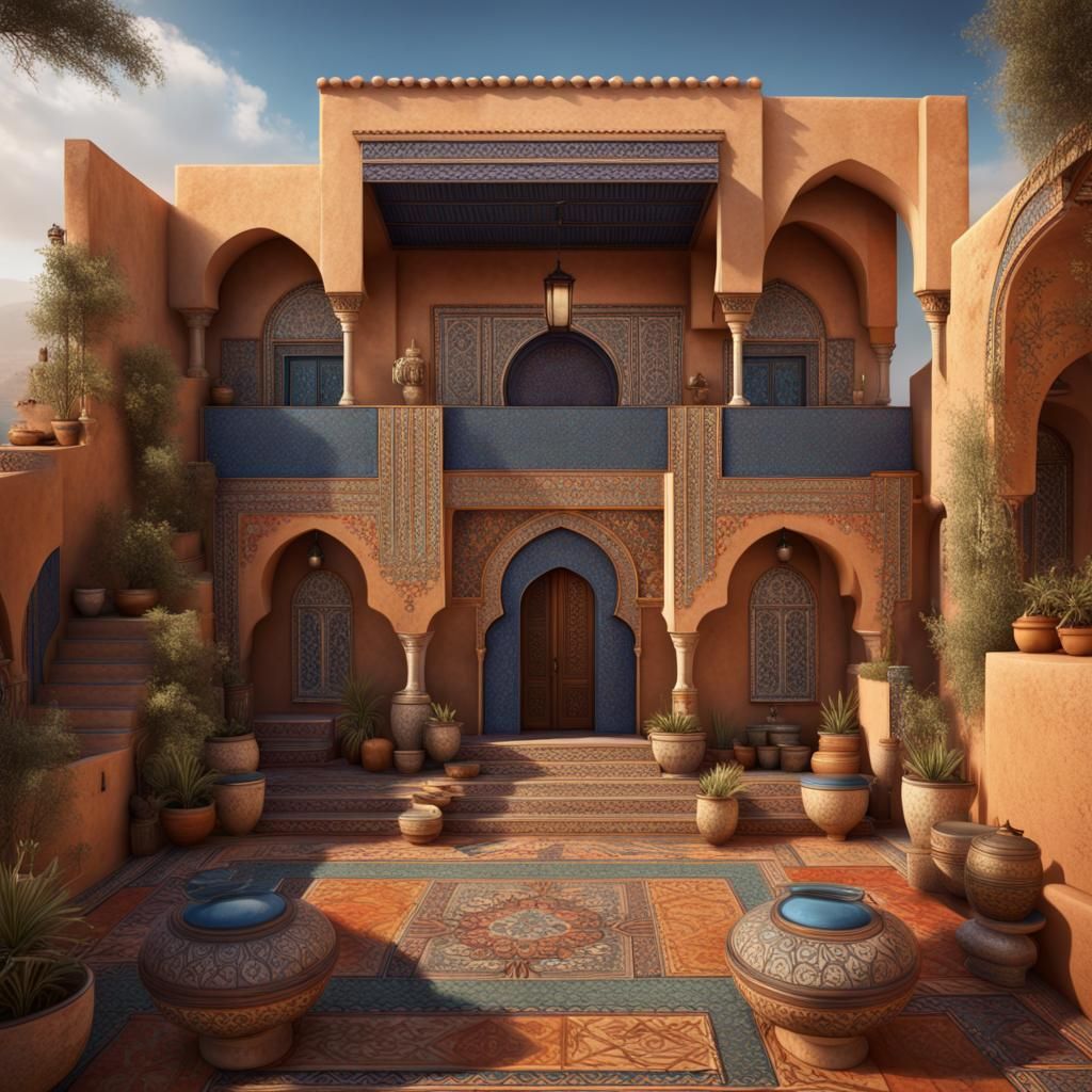 Moroccan Villa with Persian and Greek Architecture