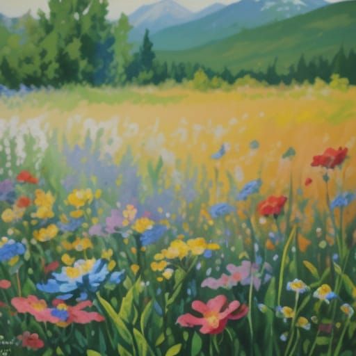 Impressionist Wildflower Nagelkunst with Thick Gouache Brush...