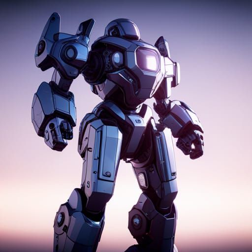 Futuristic Mech Warrior in Sci-Fi Landscape