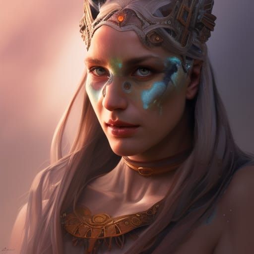 Orc Goddess Portrait in Hyperdetailed Concept Art
