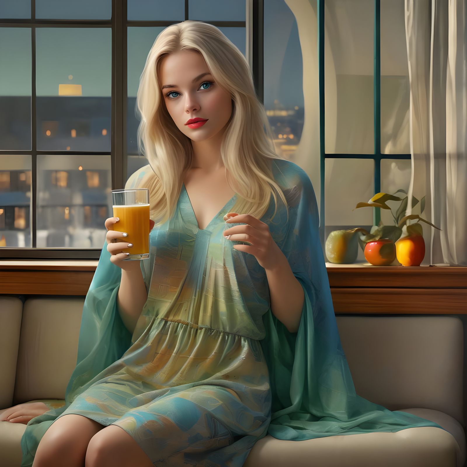 1960s Woman Offers Drink in Pop Art Style