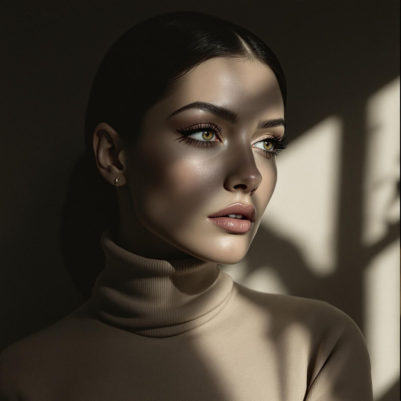 Elegant Woman in Soft Turtleneck Portrait