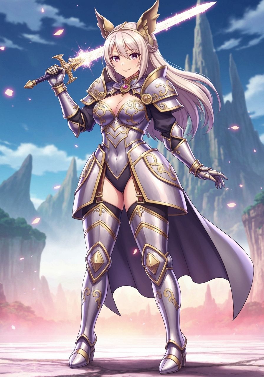 Cheerful Bimbo Knight in Manga-Inspired D&D Art