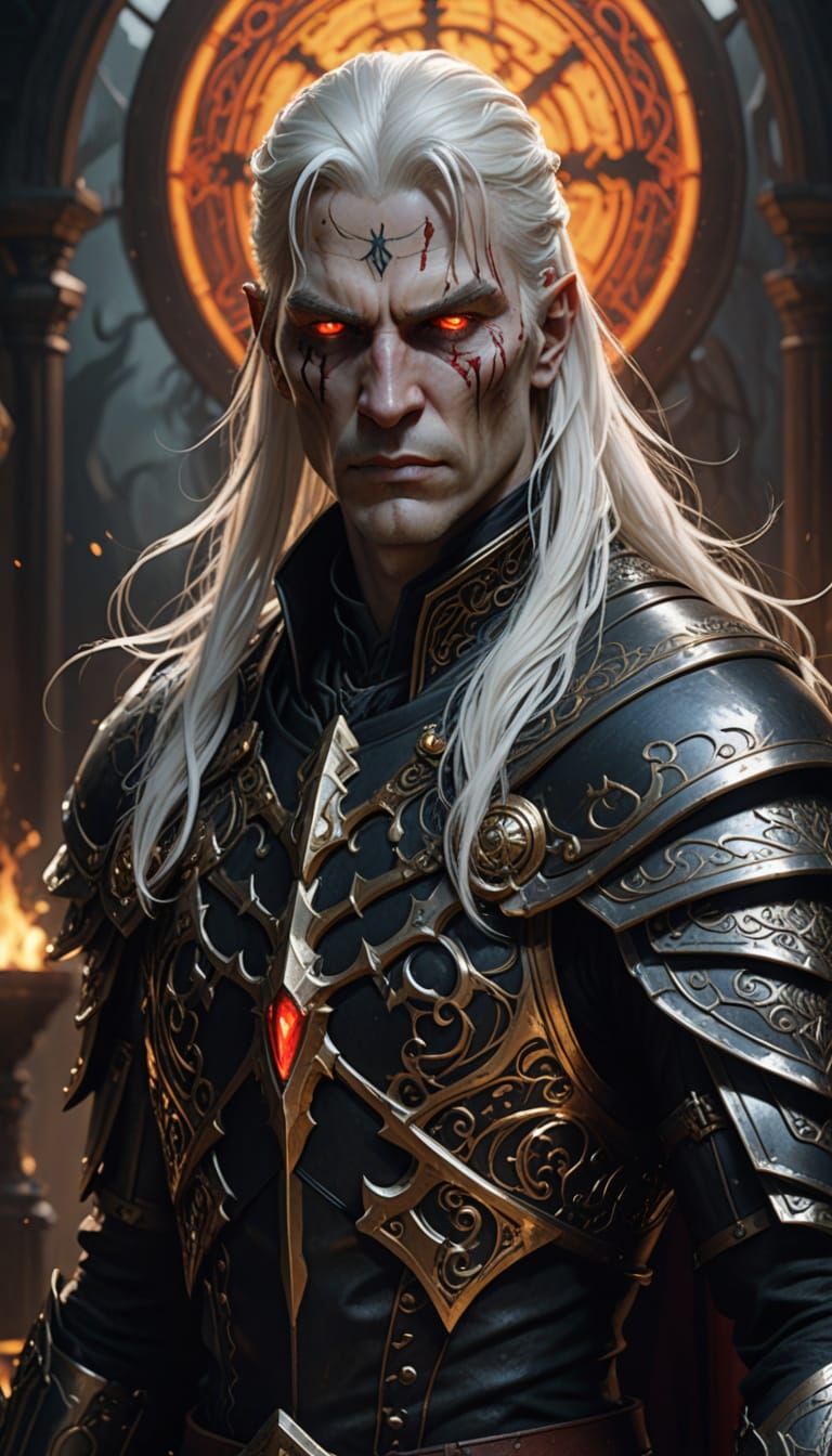 Elric of Melniboné in Dark Fantasy Armor