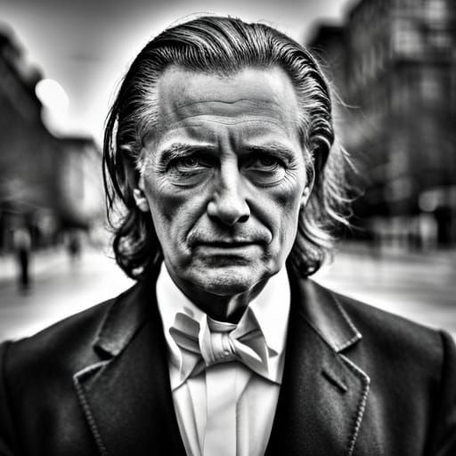 Elegant Scarred Man with Long Hair in HDR