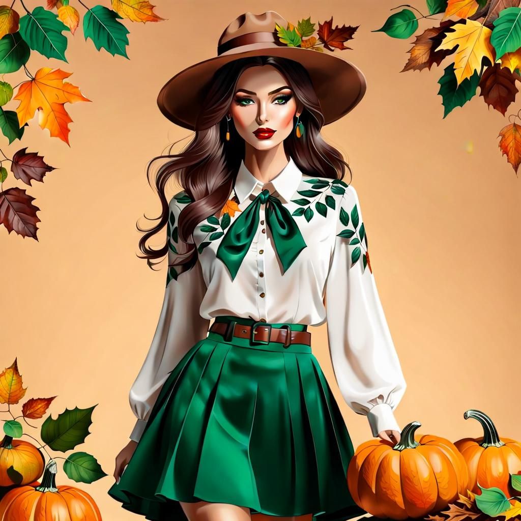Autumn Fashion Model in Seasonal Outfit