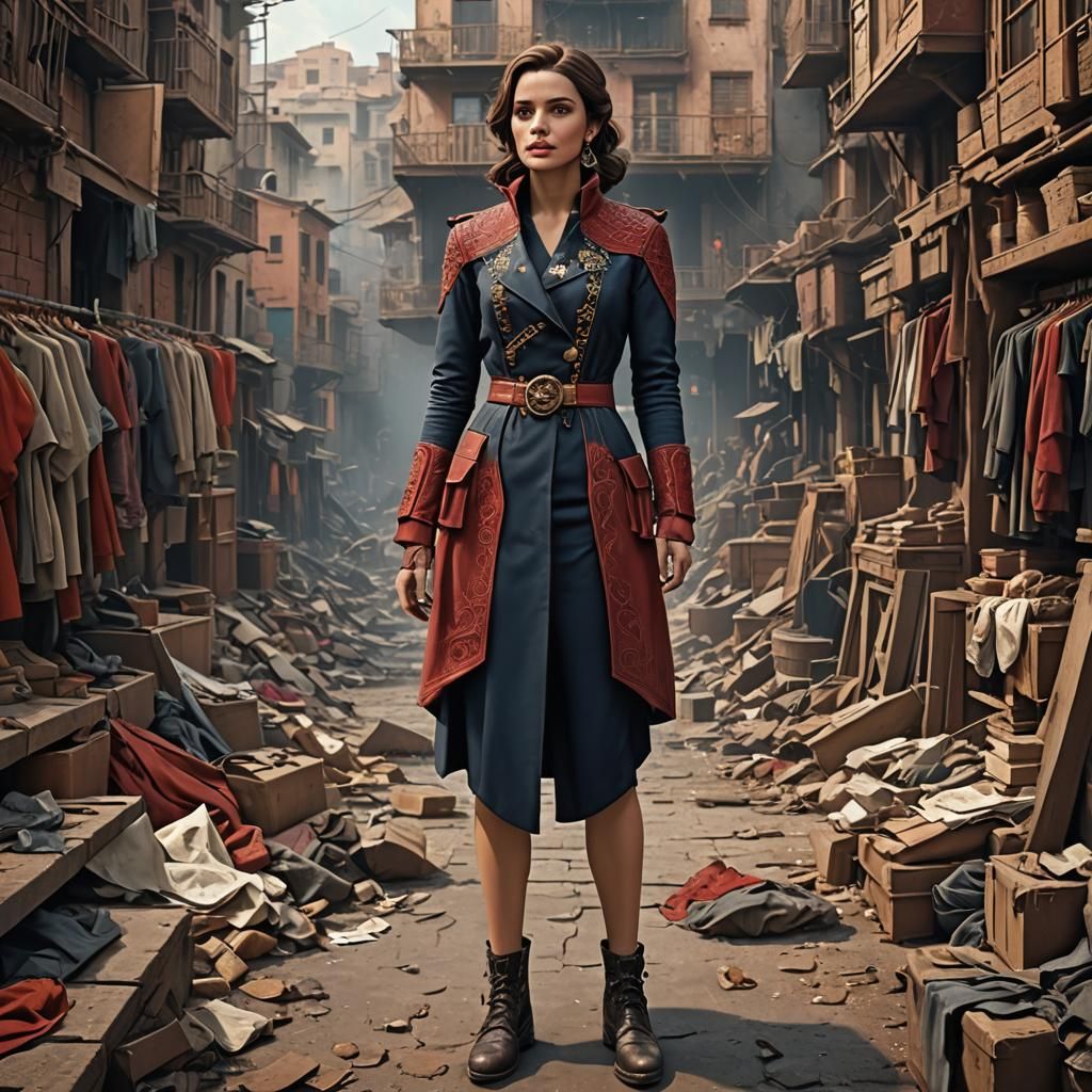 Persian Woman in Red: Detailed Matte Painting