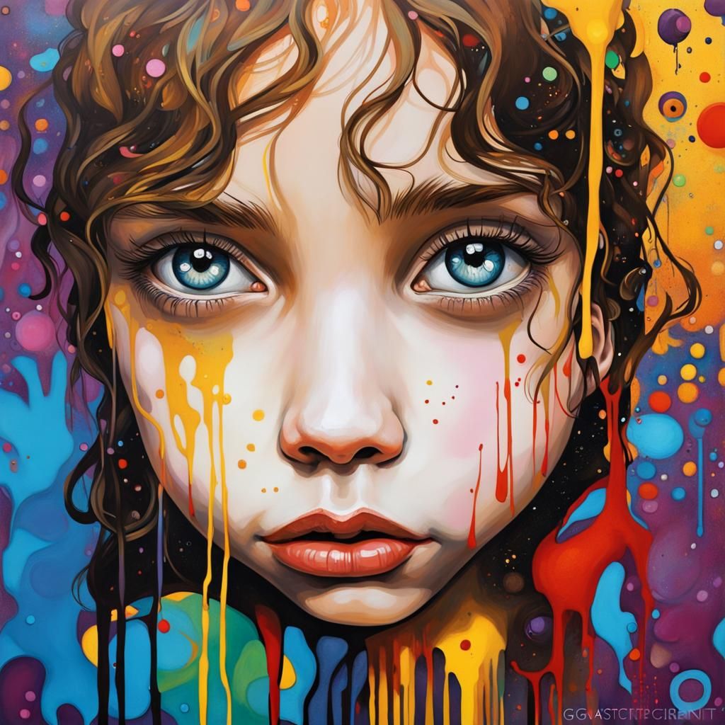 Girl in Graffiti Art Style by Klimt