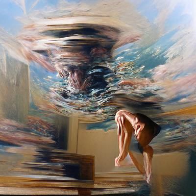 Abyss Jump: Oil Painting of Inner Turmoil