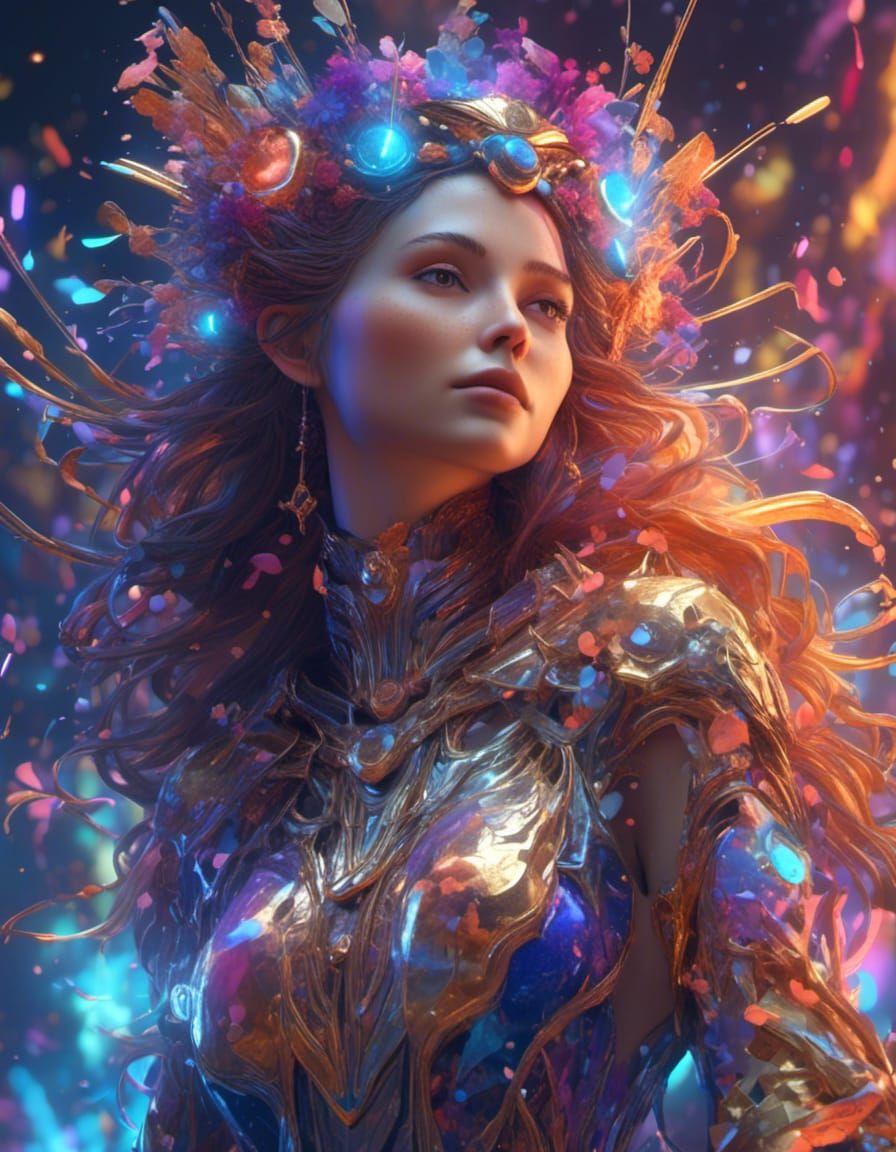 Goddess of Technology: Hyperrealistic Portrait