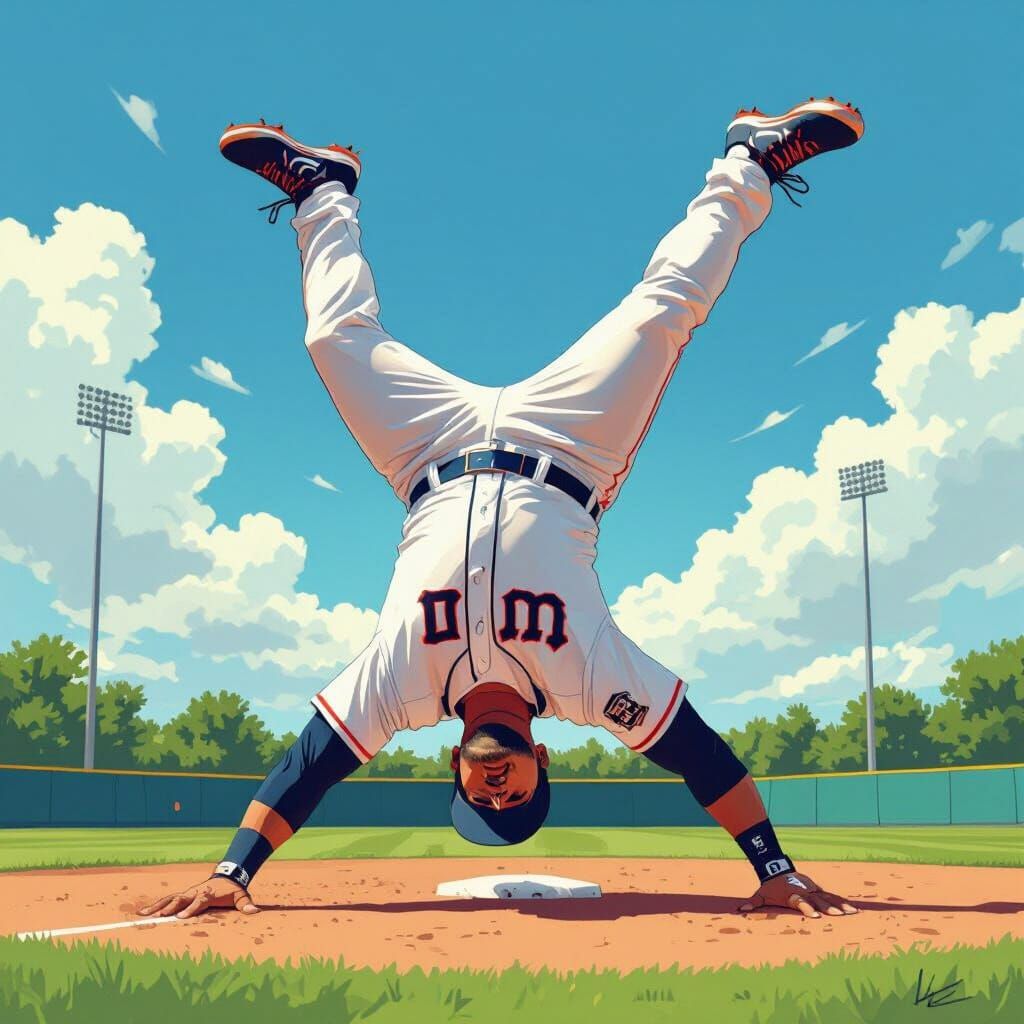 Miguel Cabrera Cartwheel in Dynamic Art Style