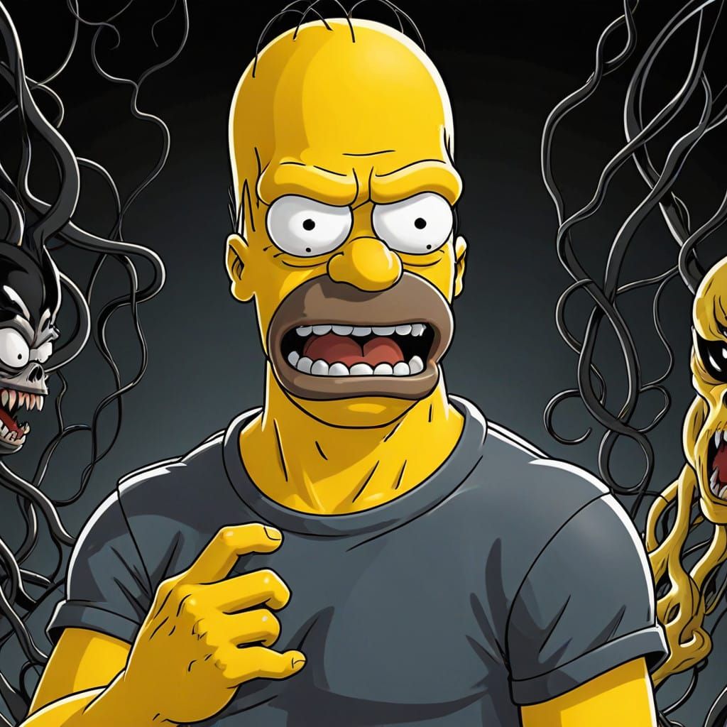Homer Simpson Possessed by the Alien Symbiote