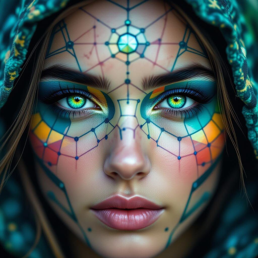 Hexagonal RPG Map Face in Vivid Macro Photography