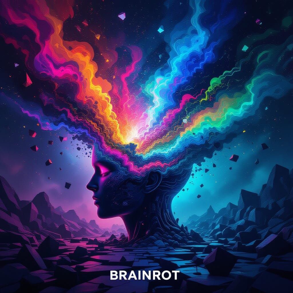 Surreal Brainrot Digital Art with Chaotic Colors
